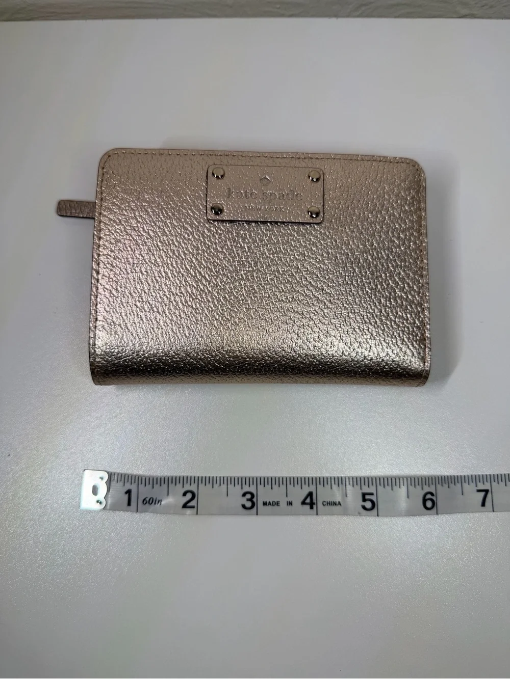 kate spade Metallic Gold Zip Around Card Wallet